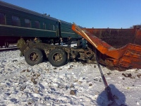В Липецкой области КамАЗ врезался в поезд 