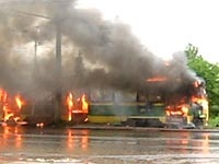 В Липецке сгорел трамвай