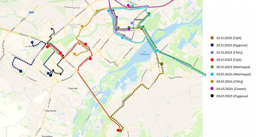 По Липецку будет курсировать новогодний автобус с Дедом Морозом