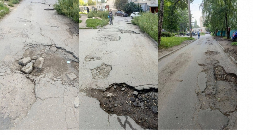 На улице Вермишева в Липецке обнаружили разбитую дорогу