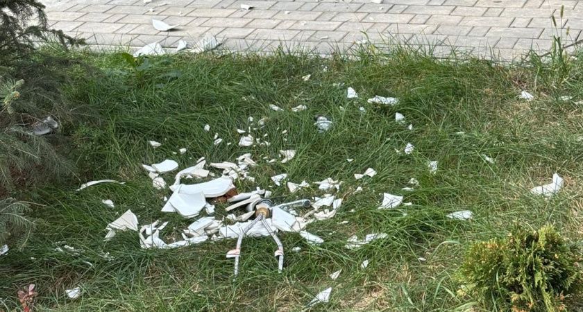 В Липецке выброшенная из окна раковина едва не травмировала прохожего