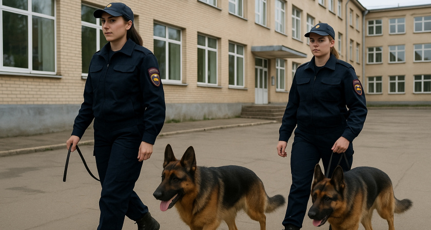 В Лебедяни кинологи проверили школу №2 на взрывчатку