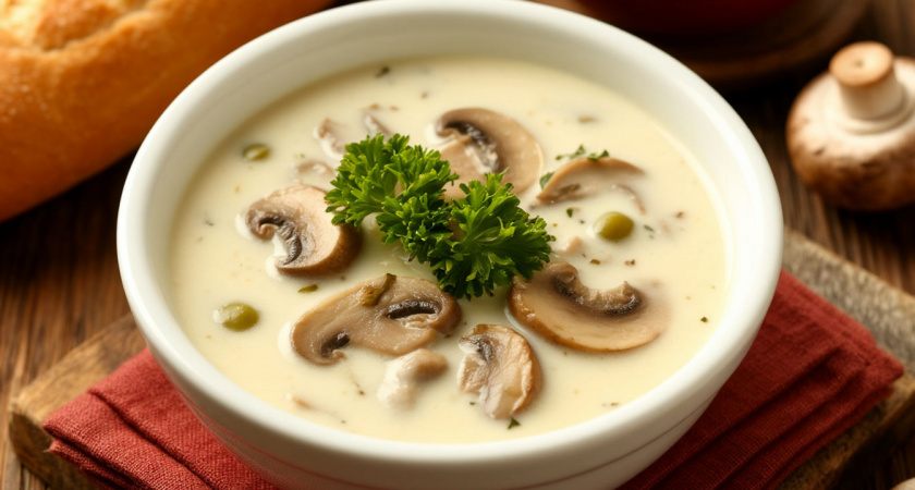 Легкий ужин как в ресторане: рецепт сливочно-сырного супа с грибами – всё в одной кастрюле