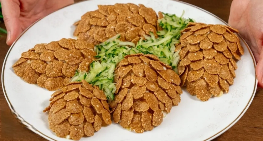 Гости будут в восторге: на новогодний стол делаем салат «Шишки» — необычно, просто и невероятно вкусно