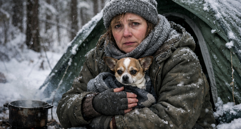 Грязинские полицейские спасли замерзающую женщину с собакой