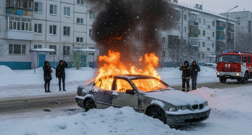 Такси с газовым баллоном взорвалось на улице Стаханова