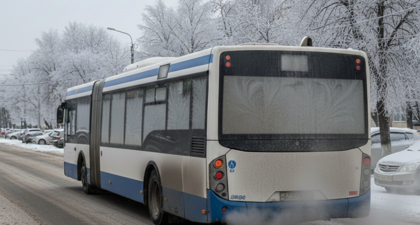 Липецкие автобусы покрылись льдом в 25-градусный мороз