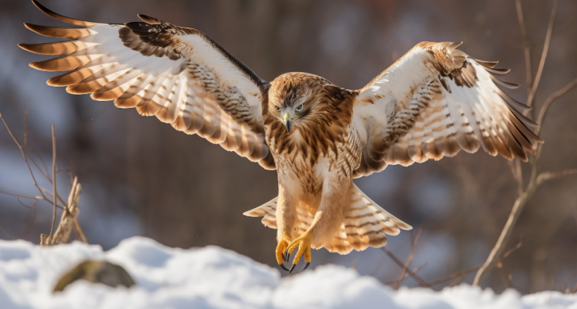 Ястреб устроил охоту на голубей в липецком парке