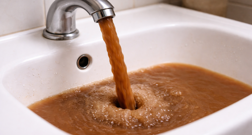 В Чаплыгине из кранов потекла жидкость цвета какао
