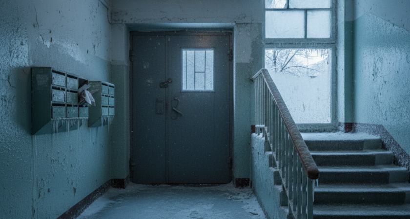 В Грязях жильцы дома десять дней ходили по ледяному катку вместо лестницы