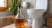 Заливаю стакан уксуса в унитаз на ночь — утром даже застарелый налёт исчезает без следа