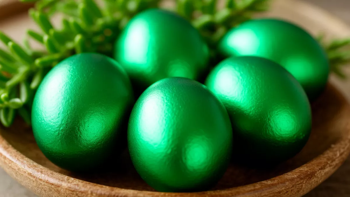 Изумрудные яйца на Пасху: благородный цвет яйцам придадут 2 травы — давно забытый метод, а зря