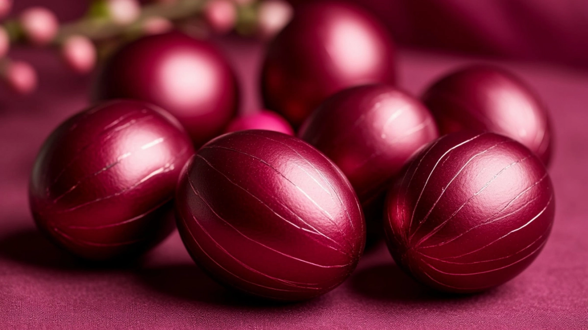 Эффект "дорого-богато": мерцающие яйца на Пасху в модном цвете "бордо" — главный хит 2026 года