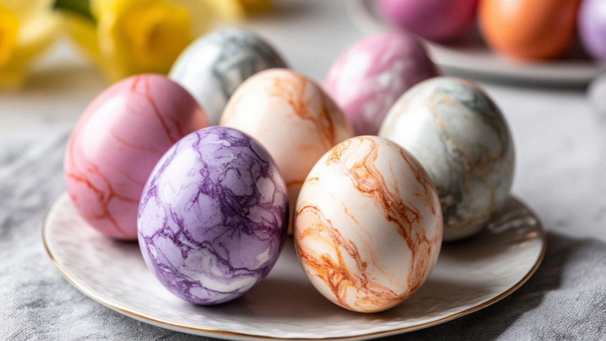 Мраморные яйца за 3 минуты: пасхальный лайфхак, который реально работает — получается изумительный узор