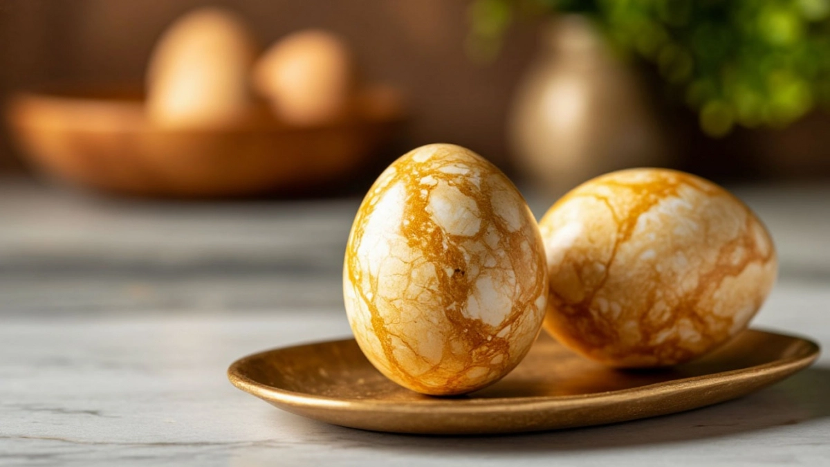 Ярче луковой шелухи: обычный овощ дарит яйцам на Пасху золотистый цвет — как у драгоценных камней