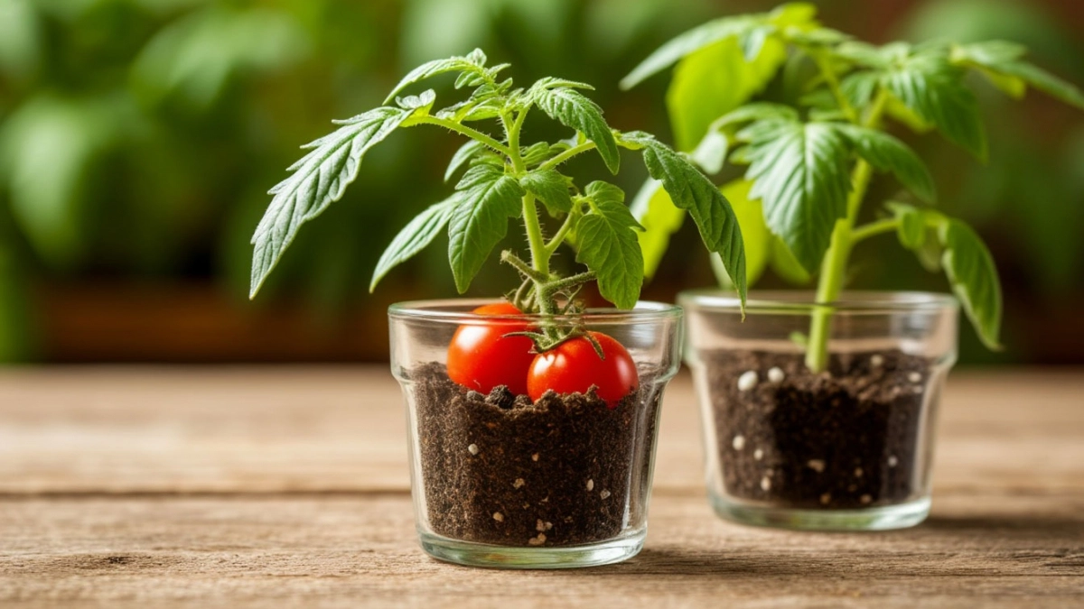 2 семечка в 1 стакан — рассада томатов растёт богатырской: никакой пикировки, только свет и вода