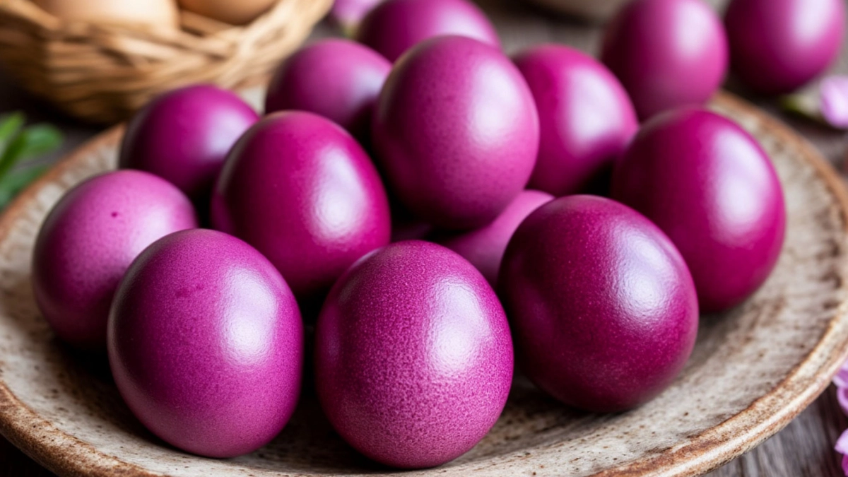 Не свекла и не ягоды: искупайте яйца в отваре этой травы — сливовый цвет яиц удивит всех гостей на Пасху