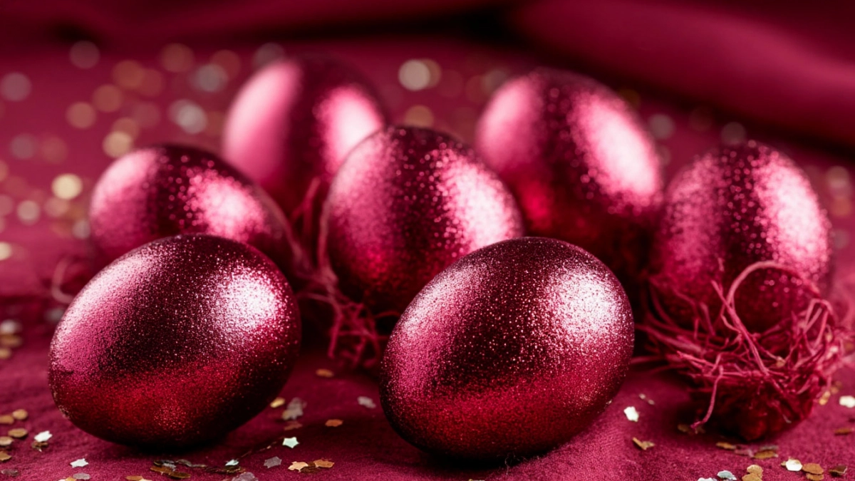 Эффект "дорого-богато": мерцающие яйца на Пасху в модном цвете "бордо" — главный тренд 2026 года