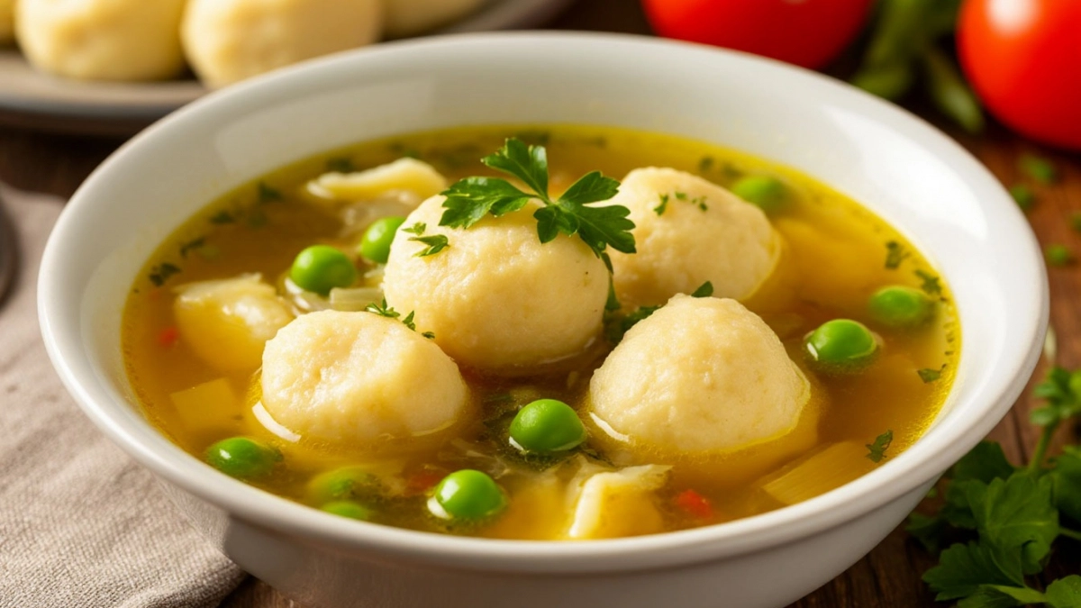 Куриный суп с сырными клецками и зелёным горошком: когда хочется чего-то необычного