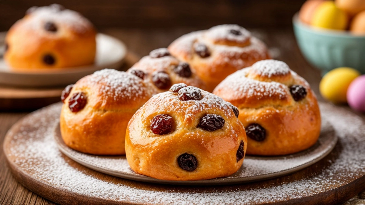 Вкусные булочки с изюмом и сахарной глазурью: маленькие куличи к Пасхе