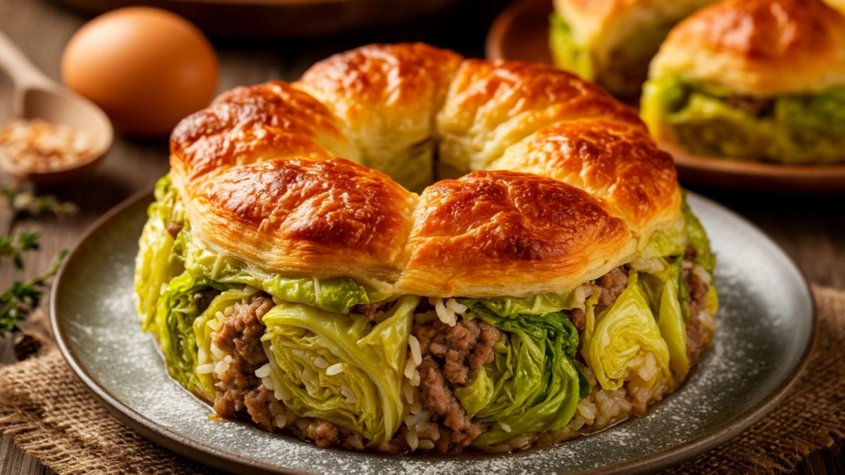 Капустный «кулич» с мясом и рисом: без дрожжей и замеса — получается сытнее любого пирога и красивее запеканки 