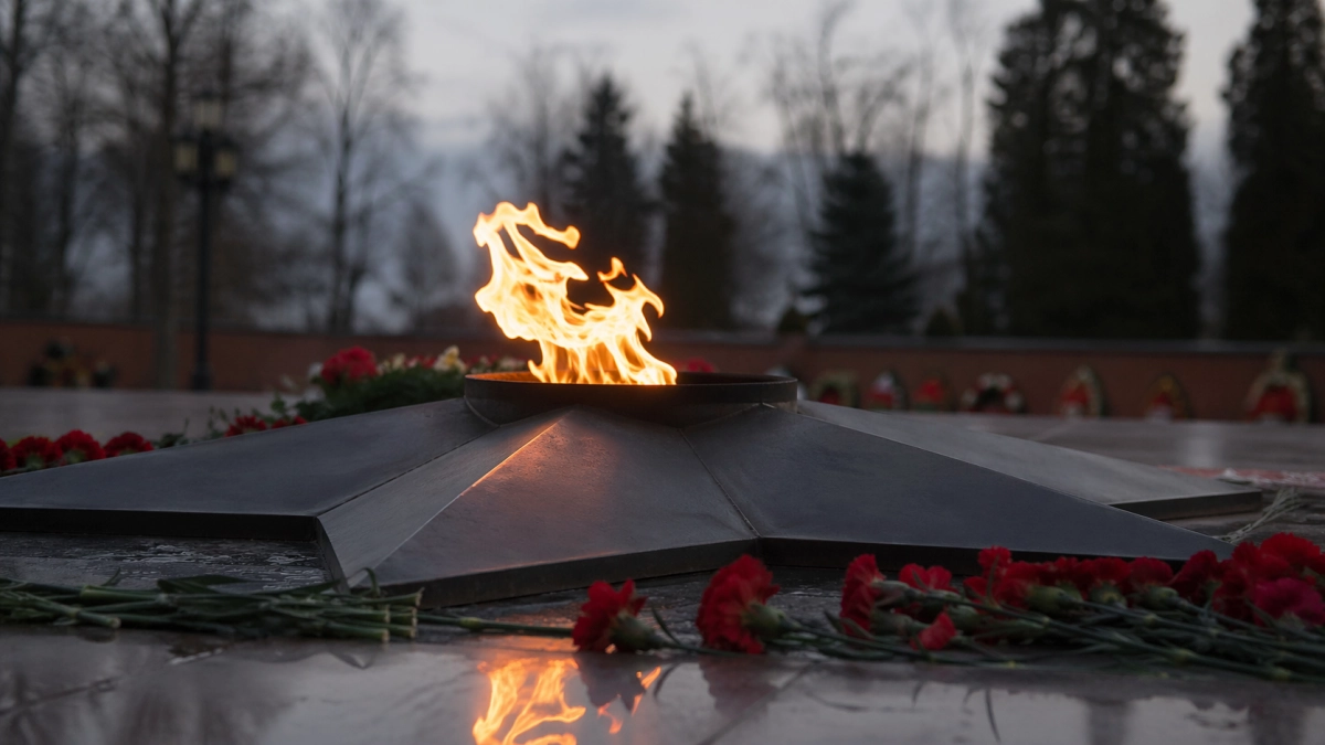 Липецкие рабочие установили подсветку на братской могиле в ДНР