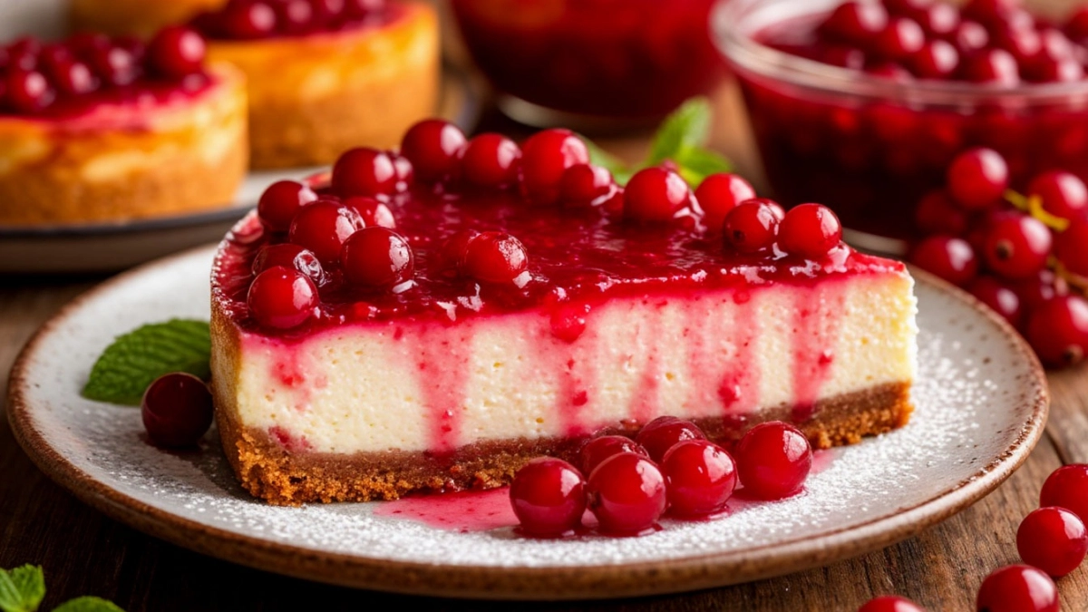 Пирог «Брусничный рассвет» — чизкейк без выпечки из творога с кисло-сладкой глазурью за 20 минут