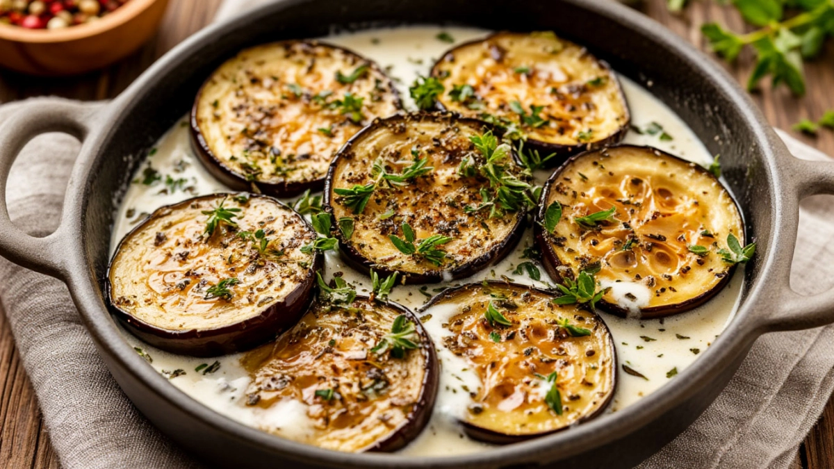 Делаю вкуснейший гарнир из баклажанов: с луком, сметаной и прованскими травами — похоже на жареные белые грибы