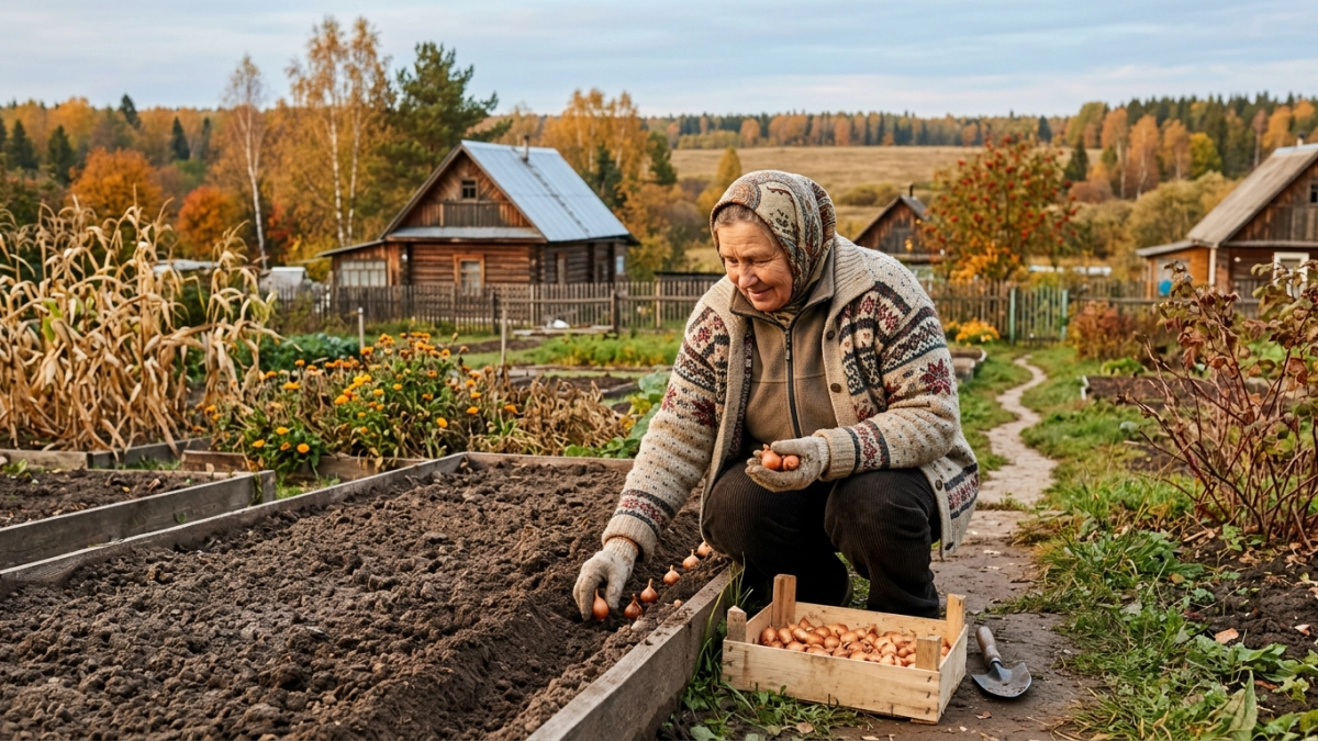Сажаю лук под зиму по советской методичке — растет без стрелок и высохшего севка: луковицы впечатлят